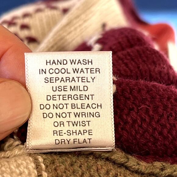 Vintage Christopher & Banks Patchwork Crew Neck Knit Sweater Pink Tan Womens L - Picture 8 of 8